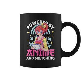 Powered By Anime And Sketching With Anime Coffee Mug - Monsterry