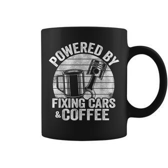 Powered By Fixing Cars & Coffee Funny Race Car Mechanic Mechanic Funny Gifts Funny Gifts Coffee Mug | Mazezy