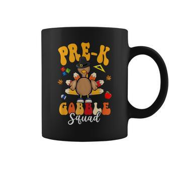 Pre-K Gobble Squad Cute Turkey Happy Thanksgiving Coffee Mug - Seseable