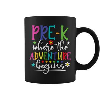 Pre-K Teacher Adventure Begins First Day Preschool Teachers Coffee Mug | Mazezy