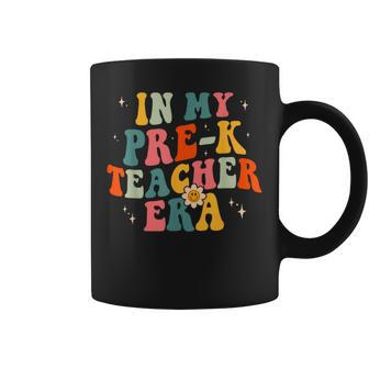In My Prek Teacher Era Preschool Teacher Groovy Retro Coffee Mug - Seseable