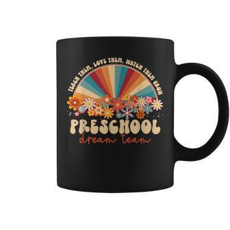 Preschool Dream Team Groovy Rainbow Back To School Teacher Coffee Mug | Mazezy