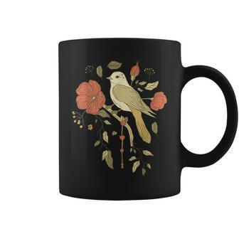 Pretty Bird With Flowers Coffee Mug | Mazezy