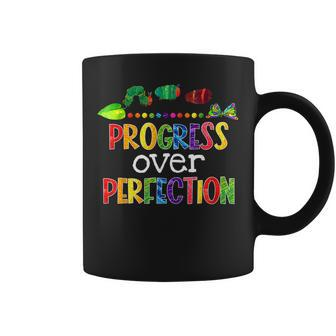 Progress Over Perfection Motivational Teacher Back To School Coffee Mug - Seseable