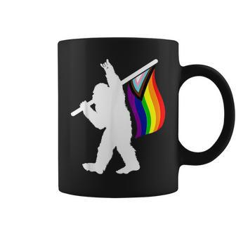 Progress Pride Flag Bigfoot Rainbow Lgbtq Month Sasquatch Coffee Mug | Mazezy