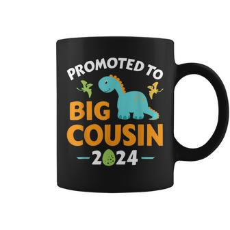 Promoted To Big Cousin 2024 With Dinosaur New Baby Shower Coffee Mug | Mazezy