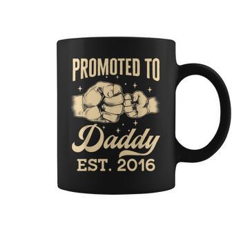 Promoted To Daddy Est 2016 First Time Dad Fathers Day Puns Coffee Mug | Mazezy