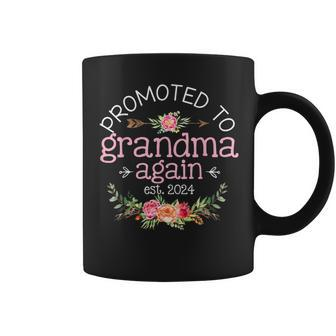 Promoted To Grandma Again Est2024 Baby Announcement Floral Coffee Mug | Mazezy UK