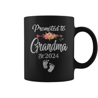 Promoted To Grandma Est 2024 Flower Mothers Day New Grandma Coffee Mug - Thegiftio UK
