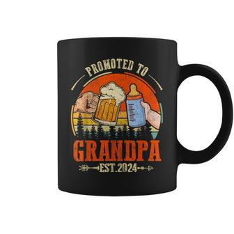 Promoted To Grandpa Est 2024 Retro Fathers Day New Grandpa Coffee Mug - Monsterry
