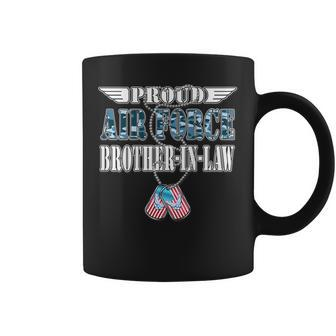 Proud Air Force Brotherinlaw Us Flag Dog Tag Wing Military Gift For Mens Coffee Mug | Mazezy