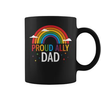 Proud Ally Dad Lgbt Vintage Rainbow Gay Pride Daddy Lgbt Coffee Mug - Seseable