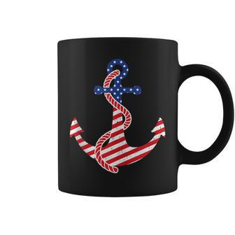 Proud American Flag Anchor Nautical Vintage 4Th Of July Anchor Funny Gifts Coffee Mug | Mazezy