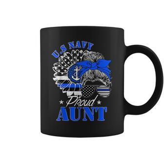 Proud Coast Guard Aunt Us Navy Mother Messy Bun Hair Coffee Mug | Mazezy
