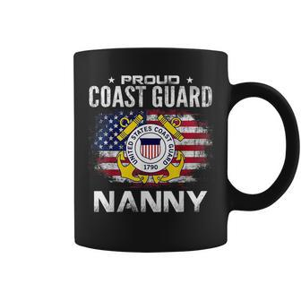 Proud Coast Guard Nanny With American Flag Gift Veteran Veteran Funny Gifts Coffee Mug | Mazezy