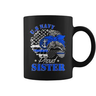 Proud Coast Guard Sister Us Navy Mother Messy Bun Hair Gifts For Sister Funny Gifts Coffee Mug | Mazezy