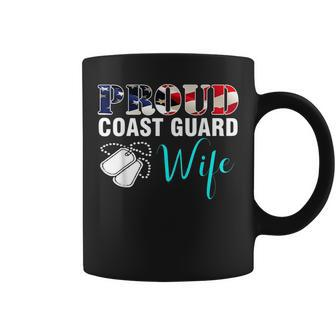 Proud Coast Guard Wife With American Flag Veteran Veteran Funny Gifts Coffee Mug | Mazezy