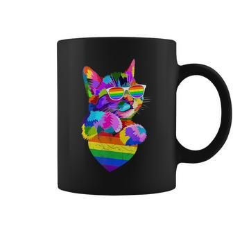 Proud Cute Cat Pride Lgbt Transgender Flag Heart Gay Lesbian Coffee Mug | Mazezy