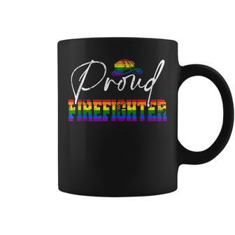 Proud Firefighter Funny Pride Lgbt Flag Matching Gay Lesbian Coffee Mug | Mazezy