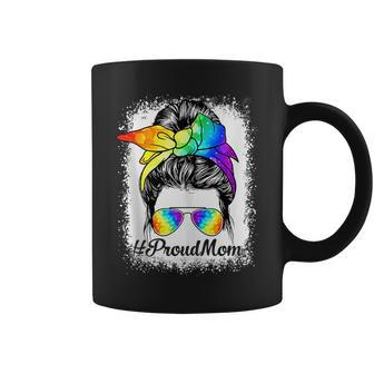 Proud Mom Lgbt Gay Pride Messy Bun Support Lgbtq Mothers Day Coffee Mug | Mazezy