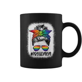 Proud Mom Messy Bun Lgbtq Rainbow Flag Lgbt Pride Ally Coffee Mug | Mazezy