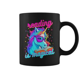 Psychedelic Cool Nerd Unicorn Reading Is Magical Book Lover Coffee Mug - Monsterry AU