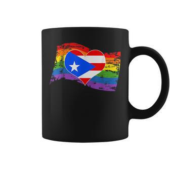Puerto Rico Rican Gay Pride Flag T Lgbt Distressed Coffee Mug | Mazezy