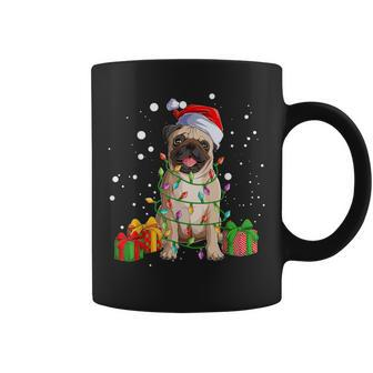 Pug Christmas Tree Lights Santa Dog Xmas Boys Pugmas Coffee Mug - Seseable