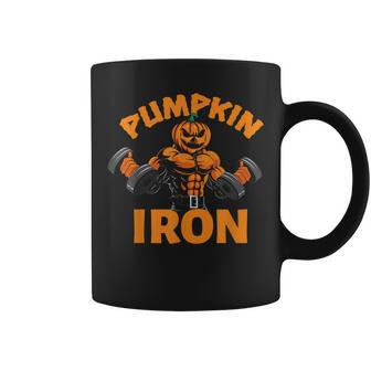 Pumpkin Iron Halloween Gym Workout Lifting Pun Coffee Mug - Seseable