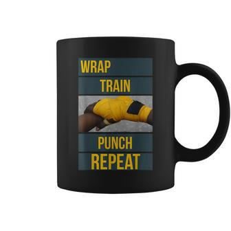 Punchy Graphics Wrap Train Punch Repeat Boxing Kickboxing Coffee Mug | Mazezy