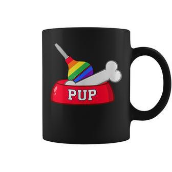Pup Dog Bowl With Dog Bone And Rainbow Pride Bulb Coffee Mug | Mazezy