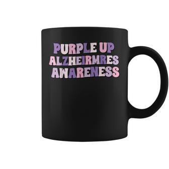 Purple Up End Alz Alzheimers Awareness Warrior Groovy Coffee Mug | Mazezy