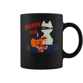 Purrr Evil Cute And Scary Halloween Cat Mummy Spooky Kitty Coffee Mug | Mazezy