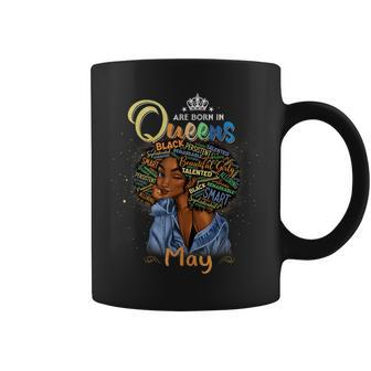 Queens Are Born In May Black Girl Taurus Gemini Birthday Coffee Mug | Mazezy