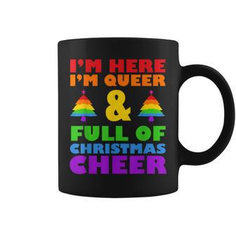 Im Here Im Queer Christmas Pajama Cool Lgbt-Q Gay Pride Xmas Coffee Mug - Monsterry