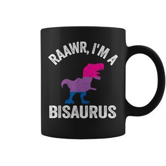 Raawr Im A Bisaurus Dinosaur T-Rex Bisexual Flag Bi Pride Coffee Mug | Mazezy