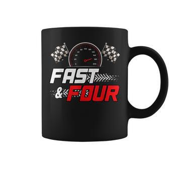 Race Car 4Th Birthday Boy 4 Year Old Racing Car Driver Coffee Mug - Thegiftio UK