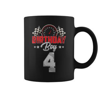 Race Car 4Th Birthday Boy Party Racing 4 Year Old Pit Crew Racing Funny Gifts Coffee Mug | Mazezy