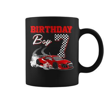 Race Car 7Th Birthday Boy Party Racing 7 Year Old Pit Crew Racing Funny Gifts Coffee Mug | Mazezy
