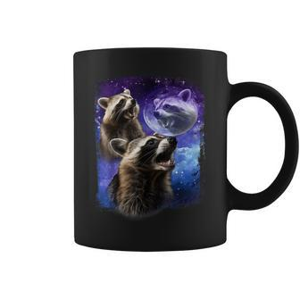Racoons Howling At The Moon Funny Three Racoon Meme Vintage  Coffee Mug