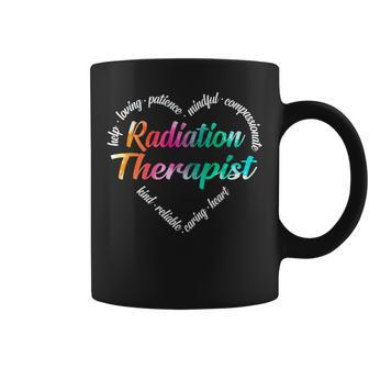 Radiation Therapist Heart Word Cloud Watercolor Rainbow Coffee Mug | Mazezy
