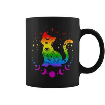 Rainbow Cat Gay Pride Flag Colors Astronomy Cat Coffee Mug - Seseable