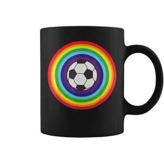 Rainbow Circle Football For Soccer Lover Best Sports Pride Coffee Mug | Mazezy