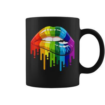Rainbow Flag Lgbtq Be You Gay Lesbian Pride Bite Your Lip Coffee Mug - Thegiftio UK
