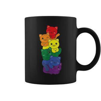Rainbow Flag Pride Month Lgbtq Rainbow Cat Coffee Mug - Seseable