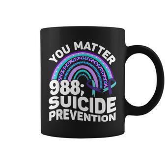 Rainbow You Matter 988 Suicide Prevention Awareness Ribbon Coffee Mug - Seseable