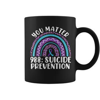 Rainbow You Matter 988 Suicide Prevention Awareness Ribbon Coffee Mug | Mazezy