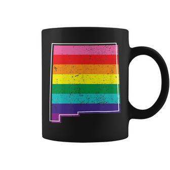 Rainbow New Mexico Gay Pride Flag Vintage Coffee Mug | Mazezy