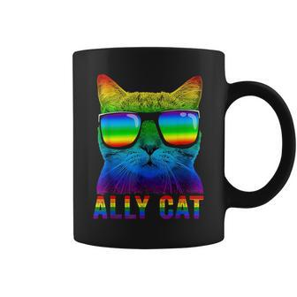 Rainbow Pride Flag Ally Cat Lgbt Gay Boys Men Girls Women Coffee Mug | Mazezy