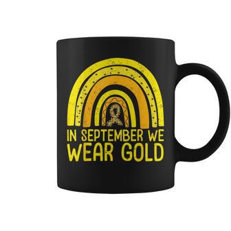 Rainbow In September We Wear Gold Childhood Cancer Awarenes Coffee Mug - Monsterry